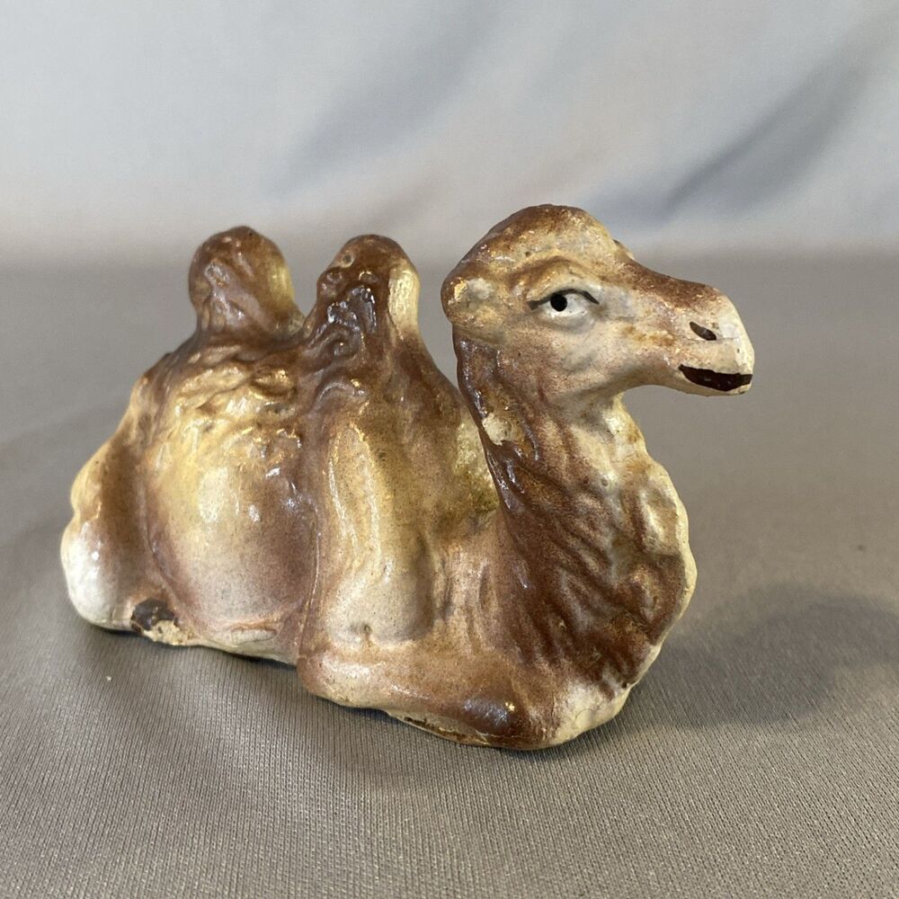 Vintage Chalkware Nativity Figure Laying Double Hump Camel Marked Christmas